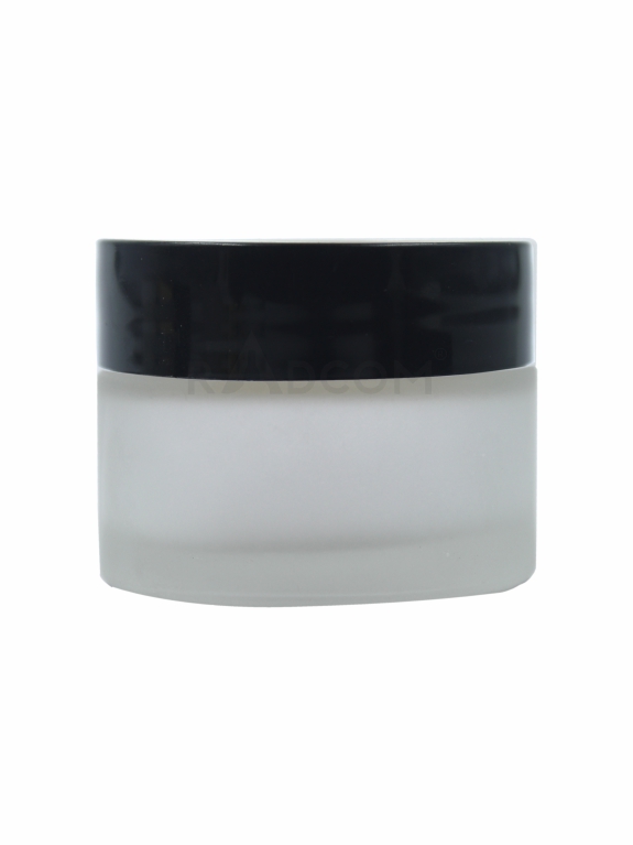 50Gm Glass Jar - Frosted-With Plastic Black Cap With Inner Lid